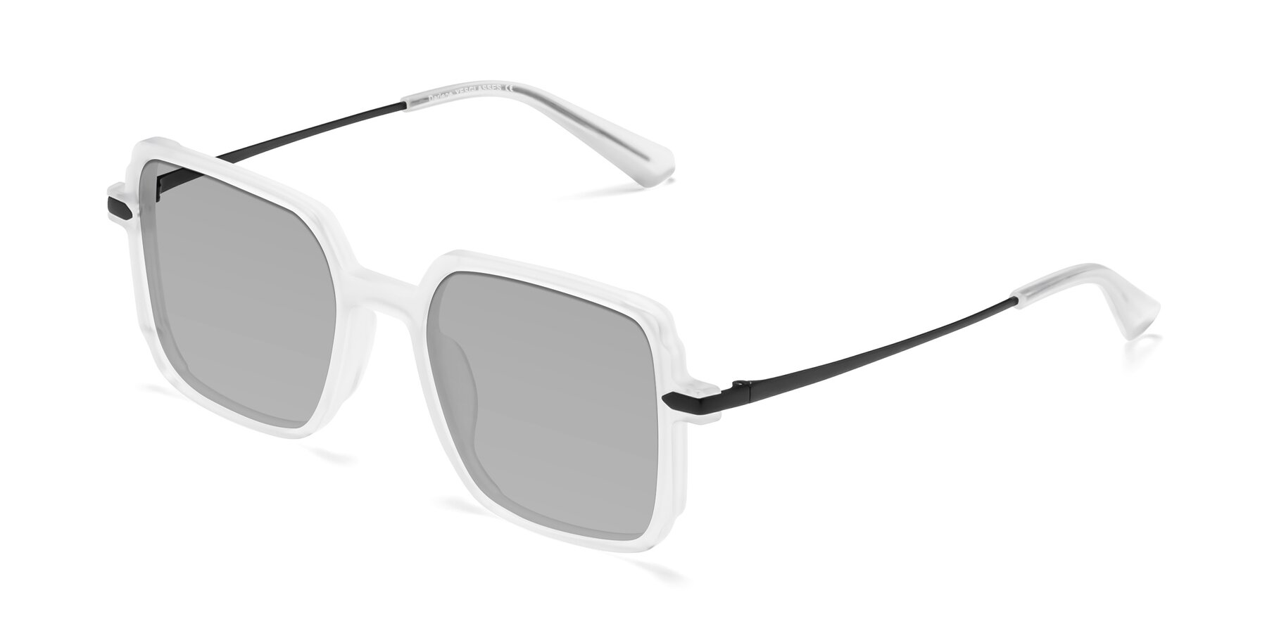 Angle of Darlene in White with Light Gray Tinted Lenses