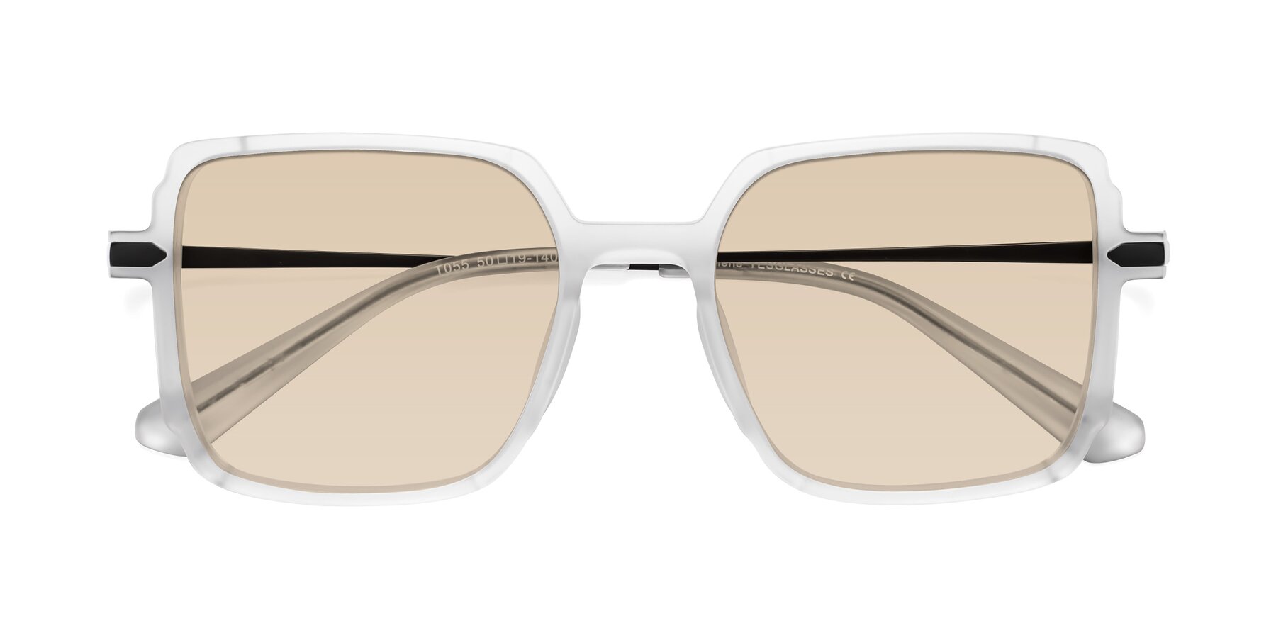 Folded Front of Darlene in White with Light Brown Tinted Lenses