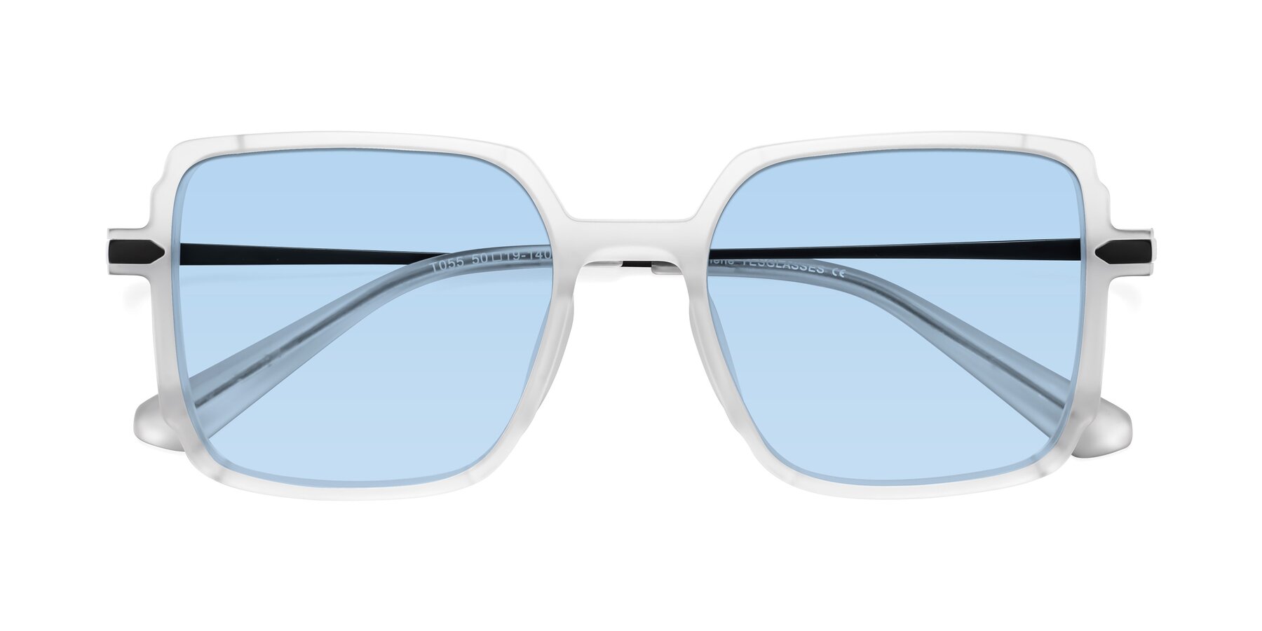 Folded Front of Darlene in White with Light Blue Tinted Lenses