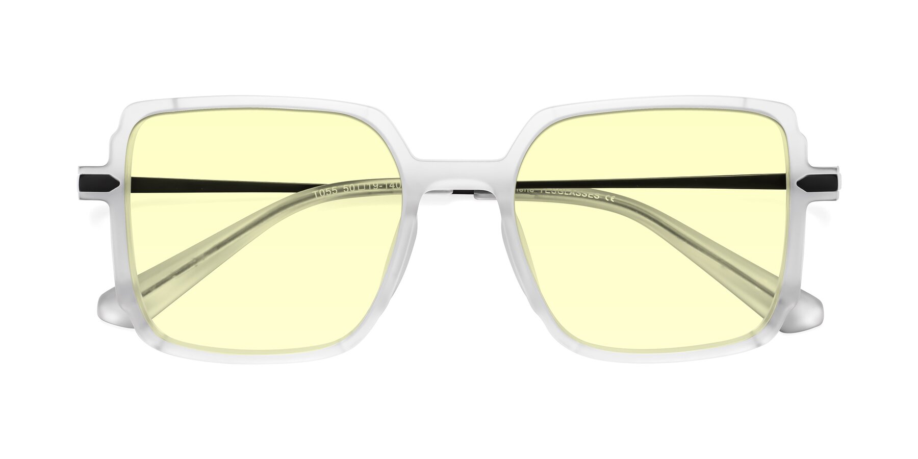 Folded Front of Darlene in White with Light Yellow Tinted Lenses