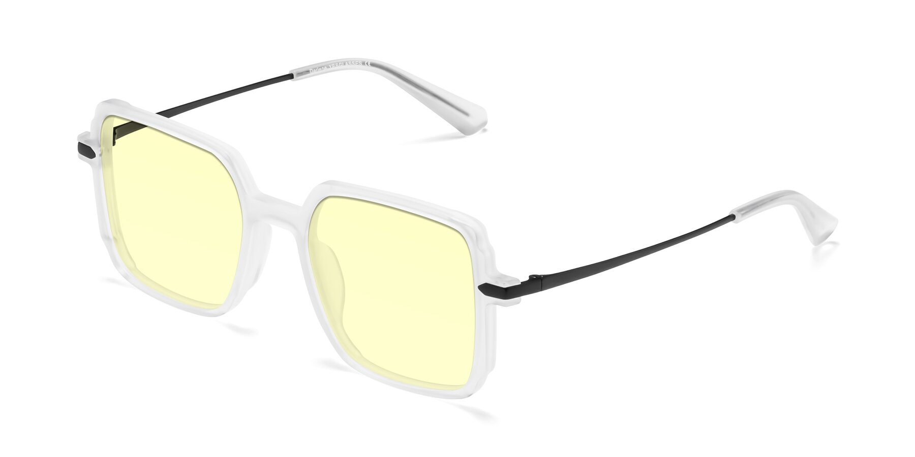Angle of Darlene in White with Light Yellow Tinted Lenses
