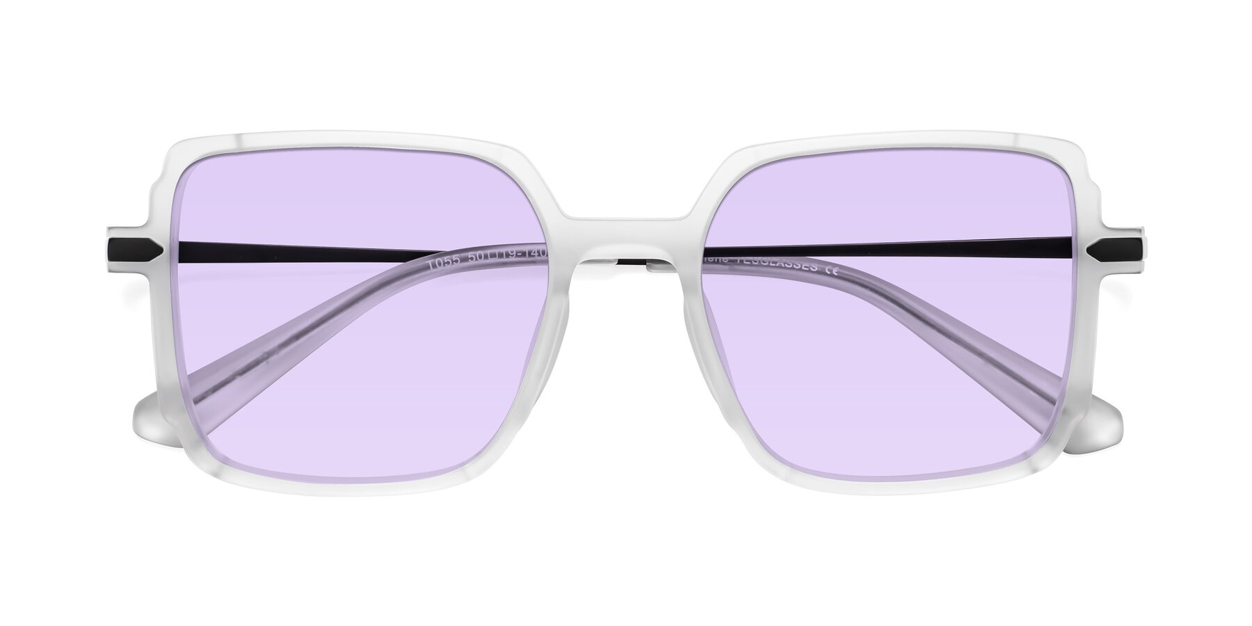 Folded Front of Darlene in White with Light Purple Tinted Lenses