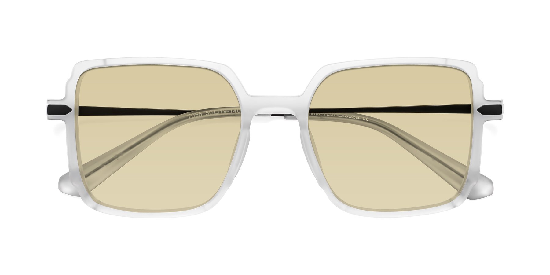 Folded Front of Darlene in White with Light Champagne Tinted Lenses