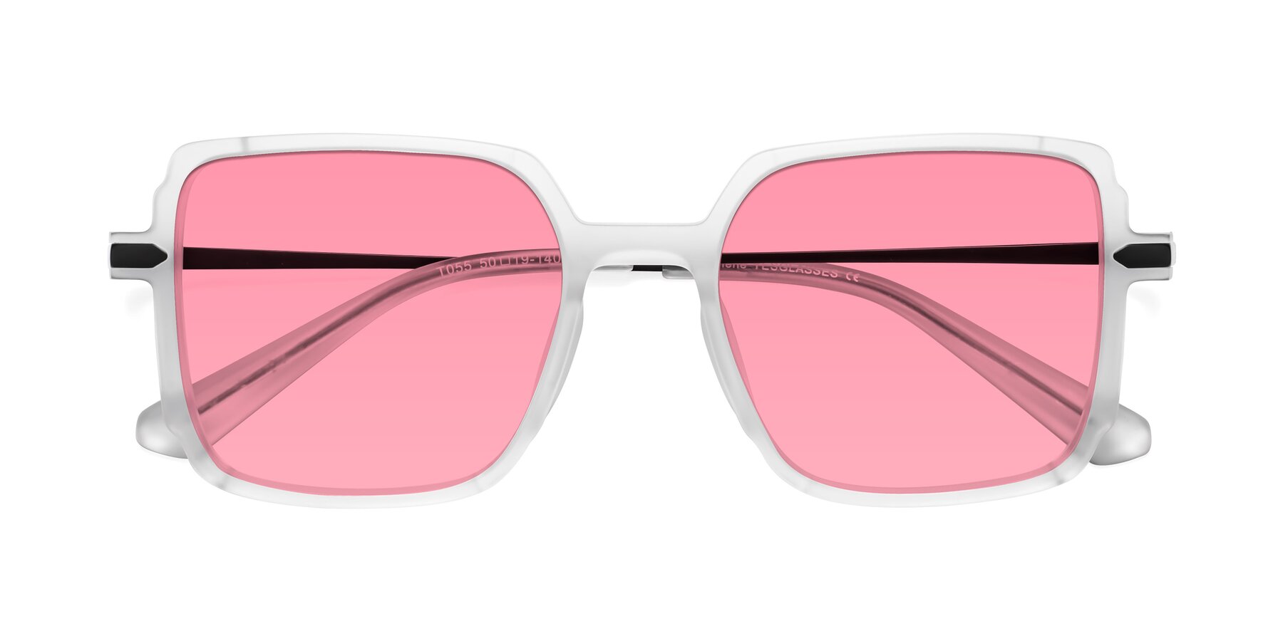 Folded Front of Darlene in White with Pink Tinted Lenses