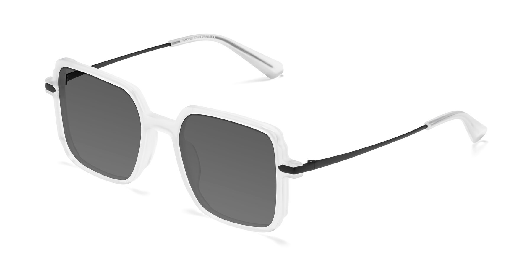 Angle of Darlene in White with Medium Gray Tinted Lenses