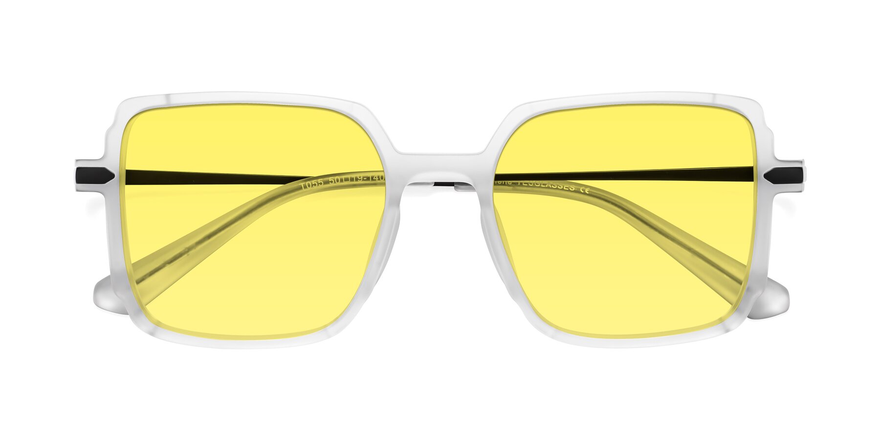 Folded Front of Darlene in White with Medium Yellow Tinted Lenses
