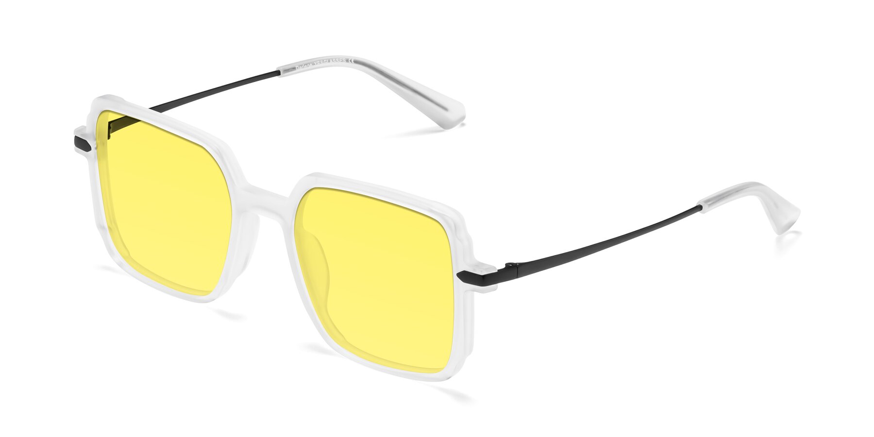 Angle of Darlene in White with Medium Yellow Tinted Lenses