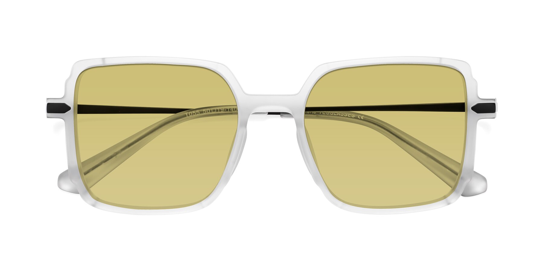 Folded Front of Darlene in White with Medium Champagne Tinted Lenses