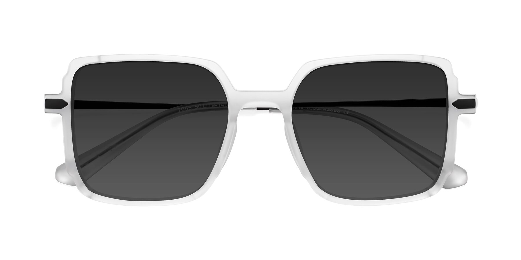 Folded Front of Darlene in White with Gray Tinted Lenses