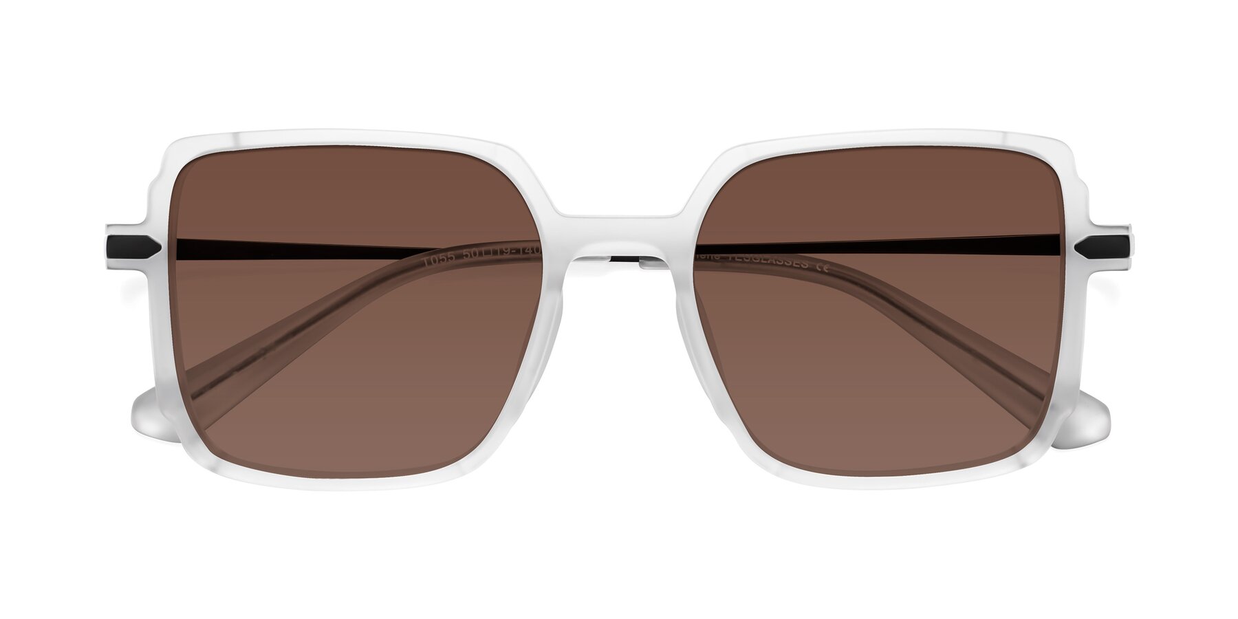 Folded Front of Darlene in White with Brown Tinted Lenses