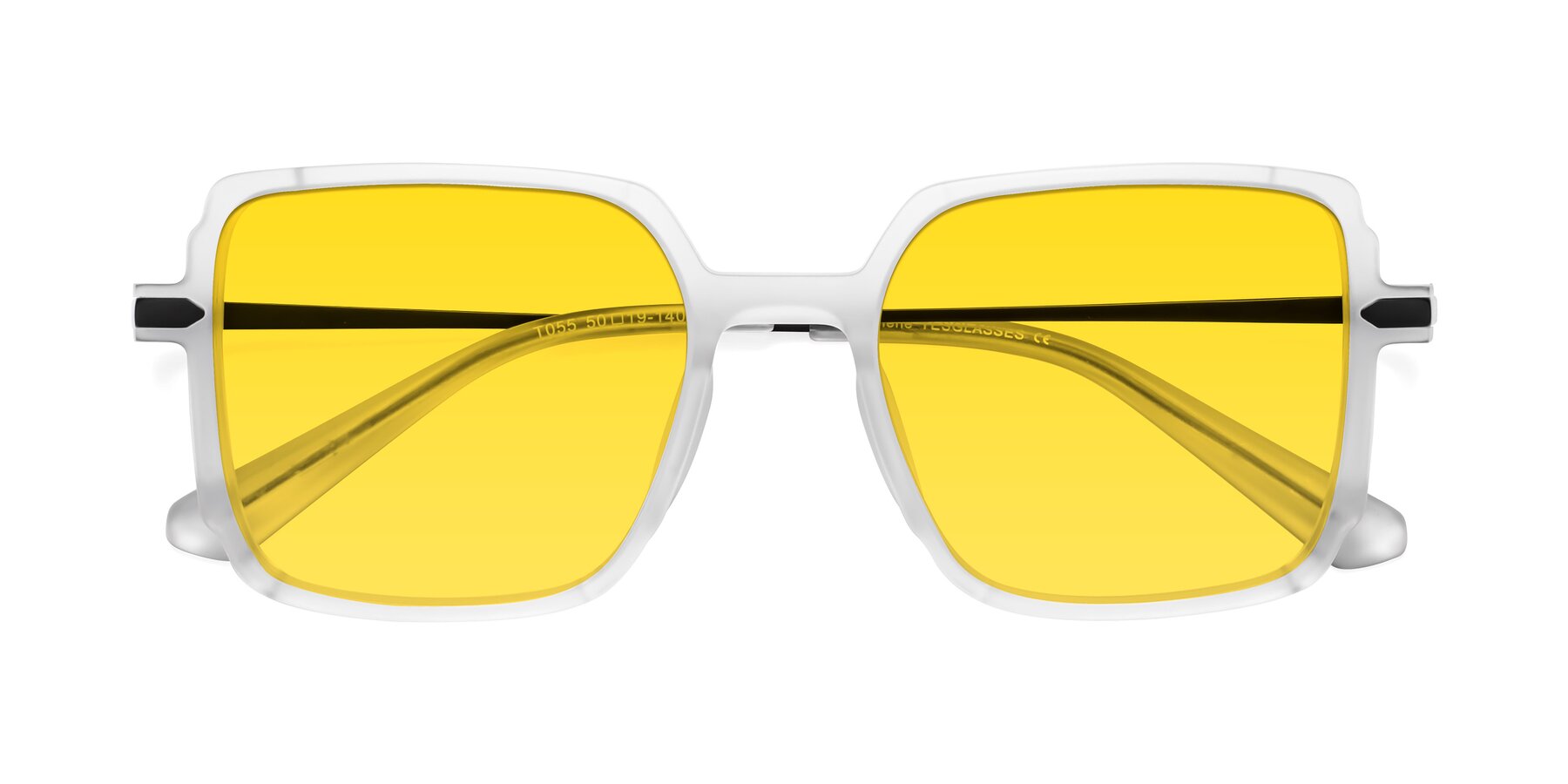 Folded Front of Darlene in White with Yellow Tinted Lenses