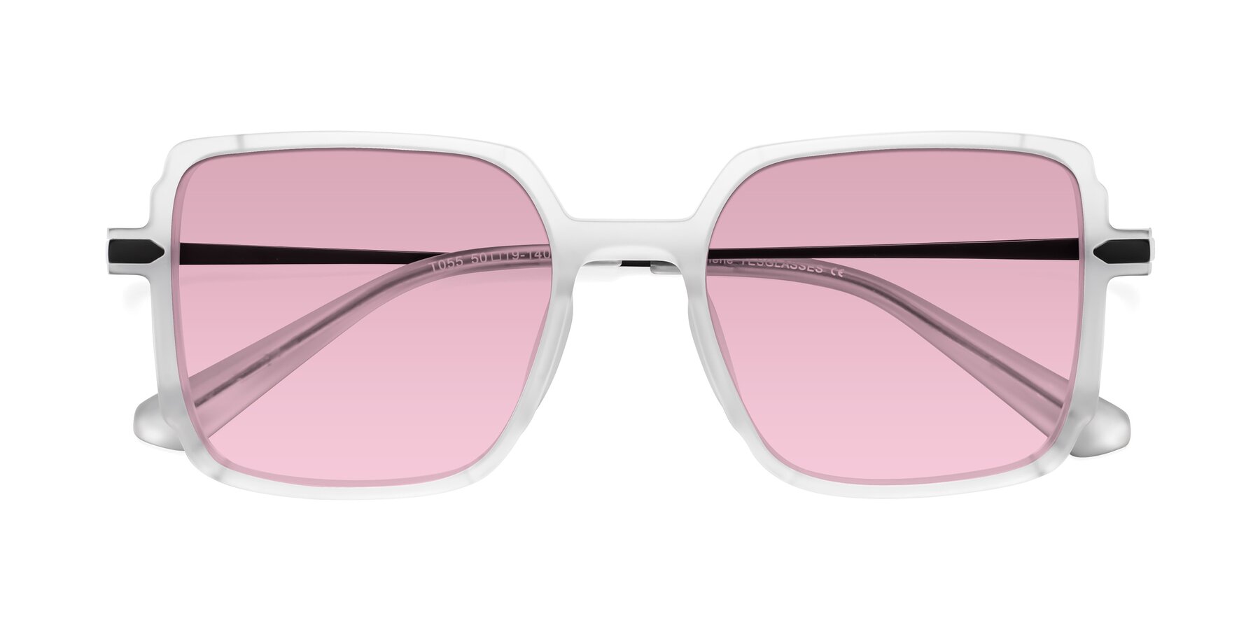 Folded Front of Darlene in White with Light Wine Tinted Lenses