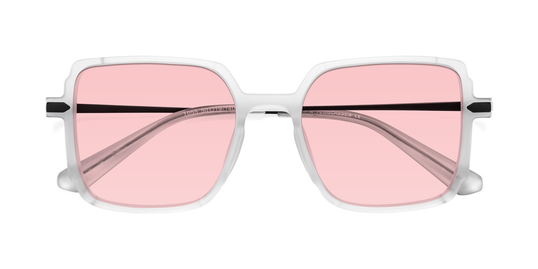 Folded Front of Darlene in White with Light Garnet Tinted Lenses