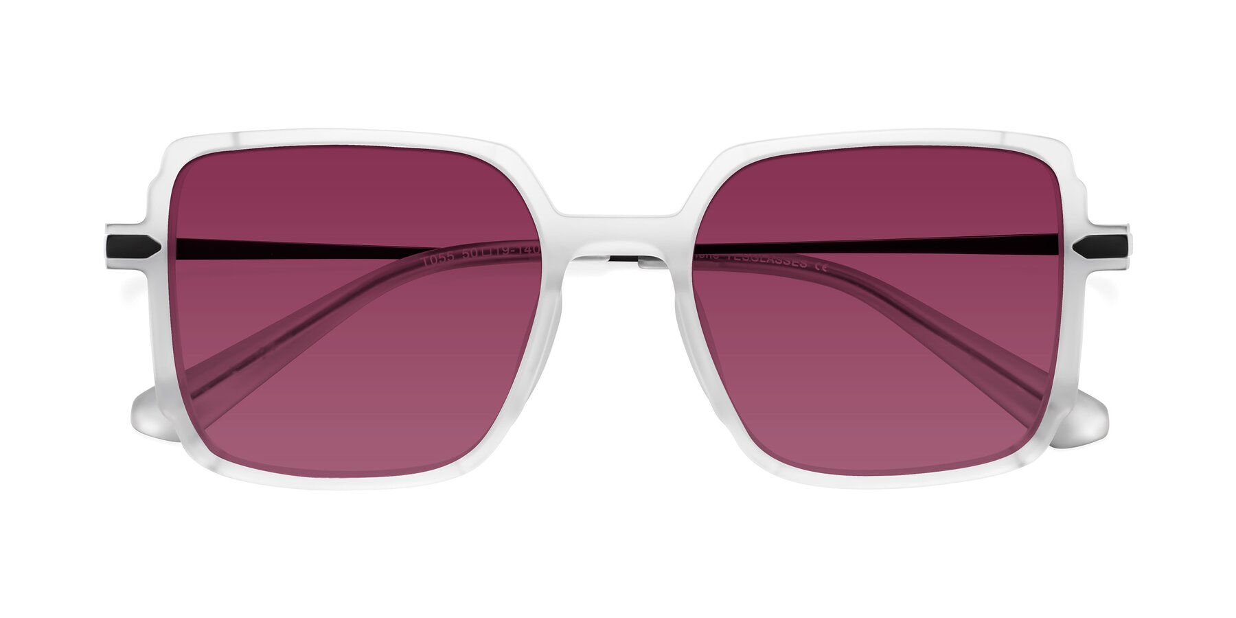 Folded Front of Darlene in White with Wine Tinted Lenses