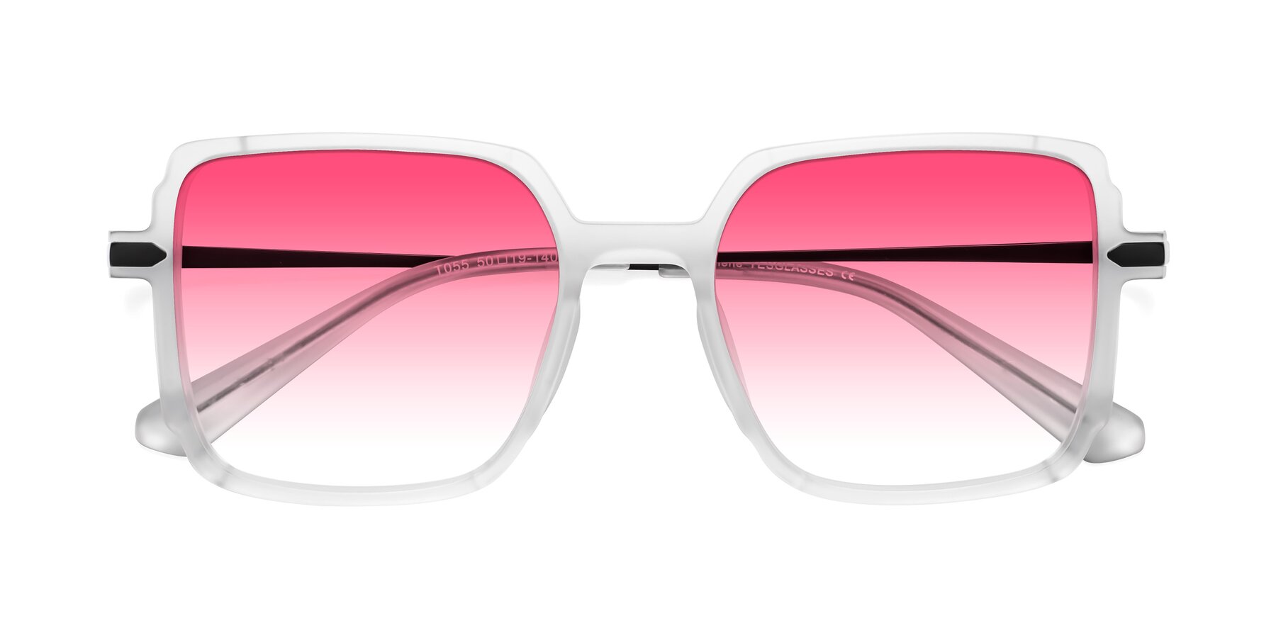 Folded Front of Darlene in White with Pink Gradient Lenses