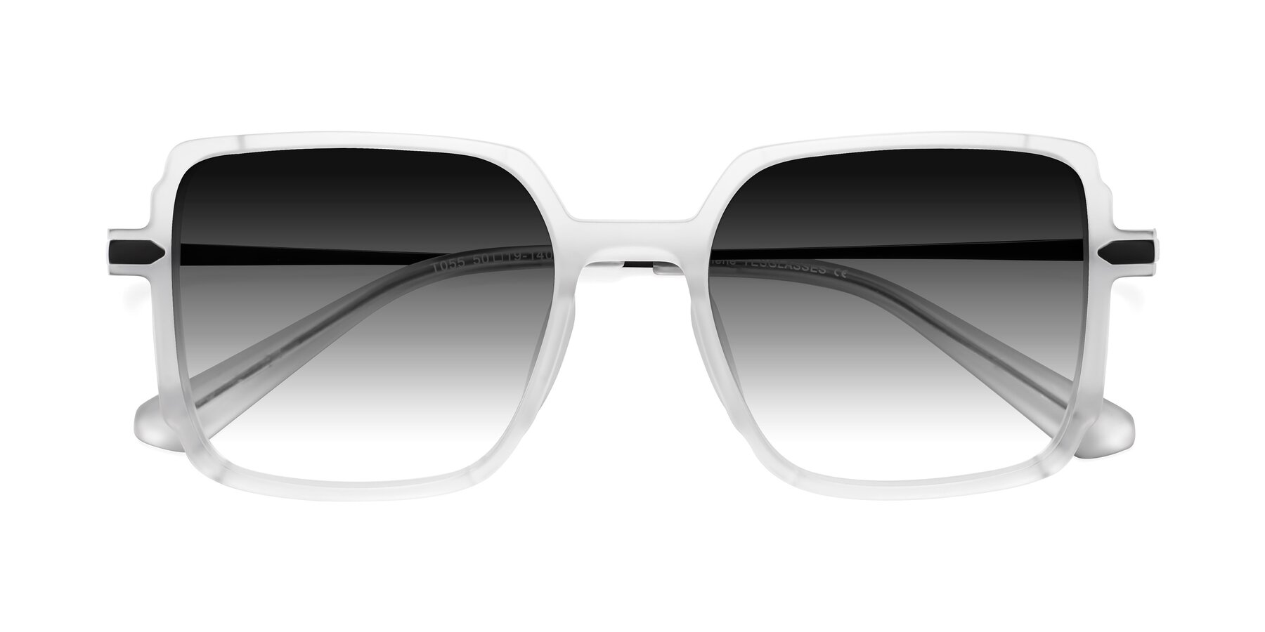 Folded Front of Darlene in White with Gray Gradient Lenses