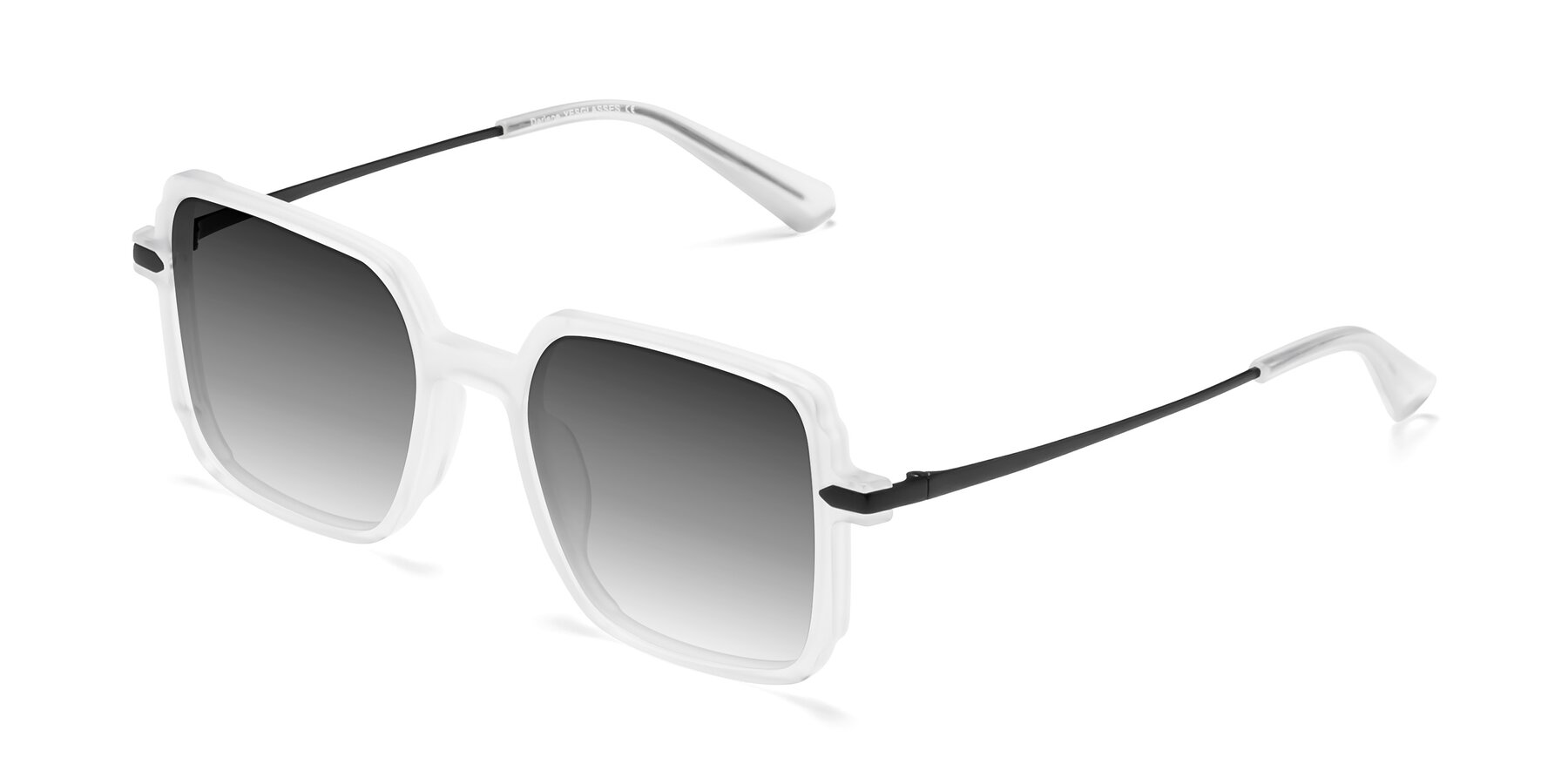 Angle of Darlene in White with Gray Gradient Lenses