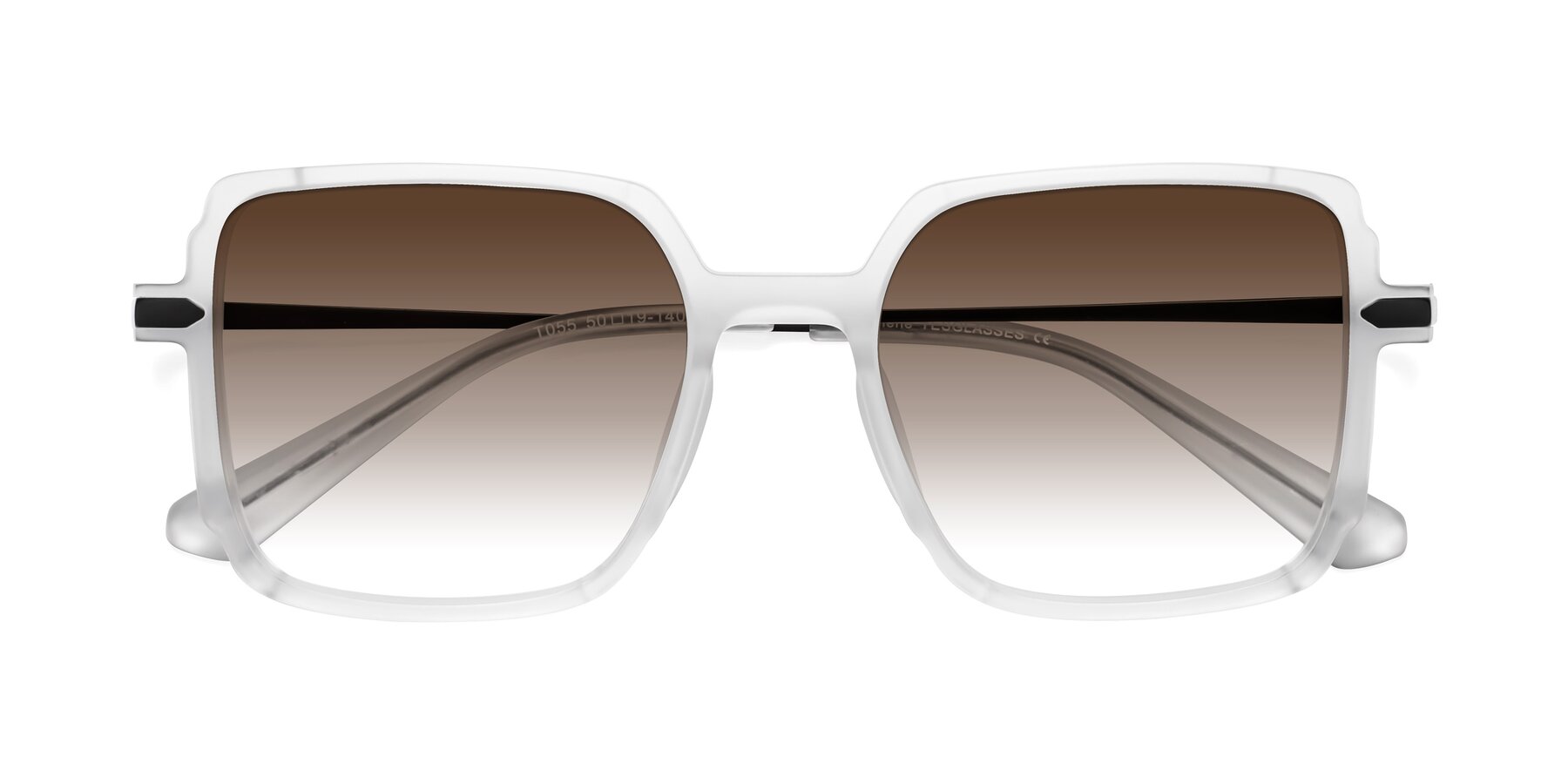 Folded Front of Darlene in White with Brown Gradient Lenses