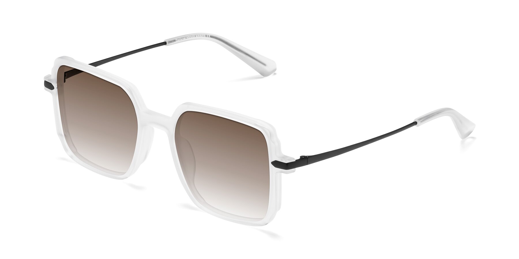 Angle of Darlene in White with Brown Gradient Lenses