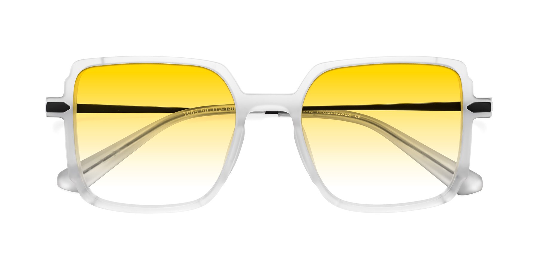 Folded Front of Darlene in White with Yellow Gradient Lenses