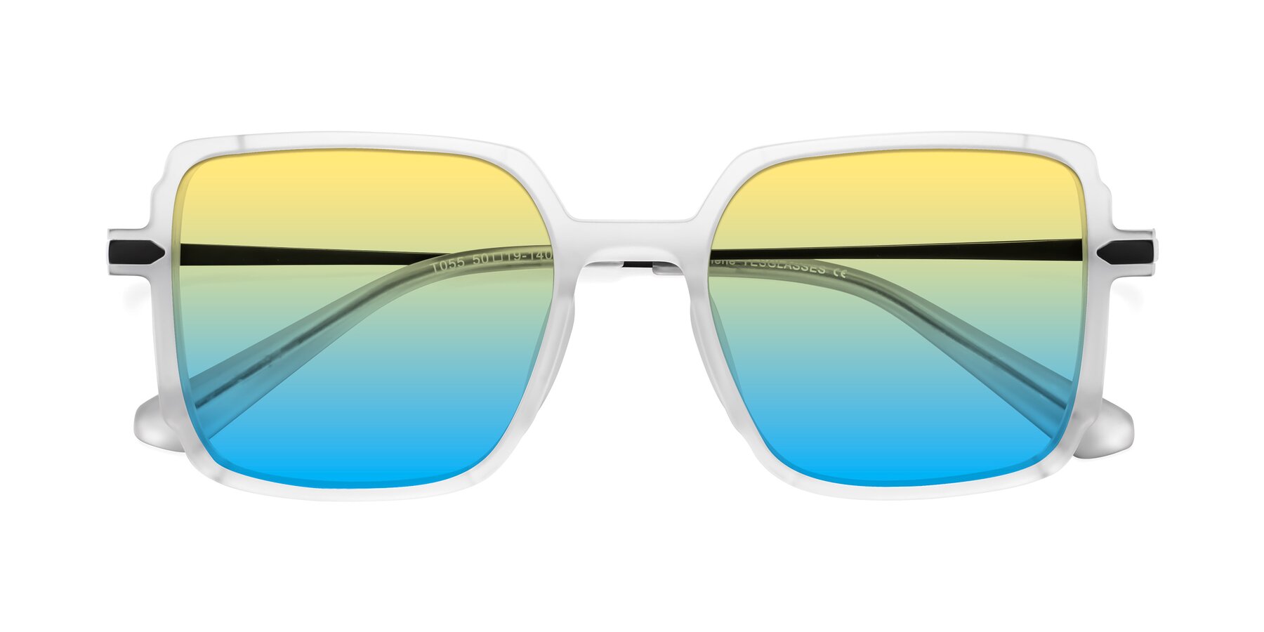 Folded Front of Darlene in White with Yellow / Blue Gradient Lenses