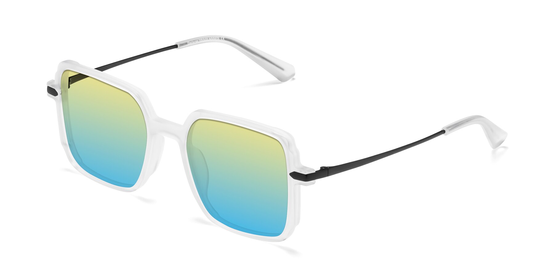 Angle of Darlene in White with Yellow / Blue Gradient Lenses