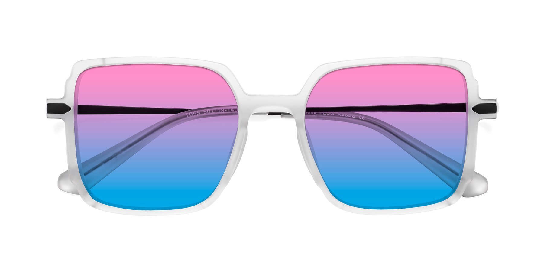 Folded Front of Darlene in White with Pink / Blue Gradient Lenses