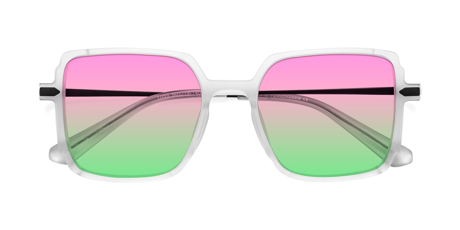 Folded Front of Darlene in White with Pink / Green Gradient Lenses
