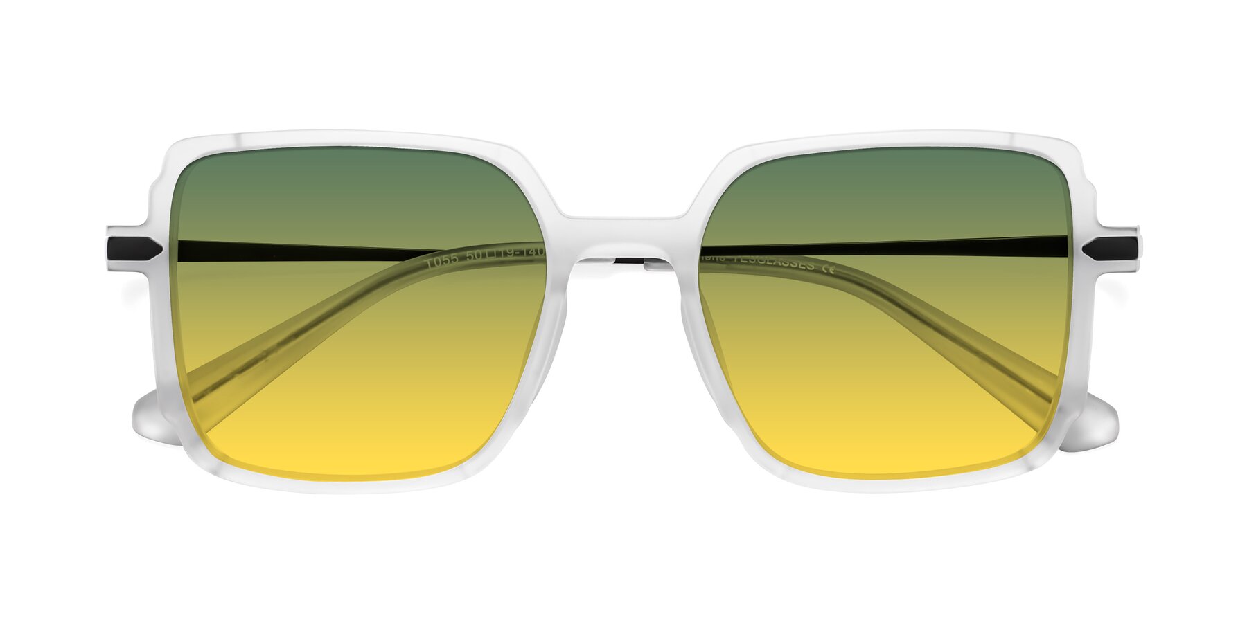 Folded Front of Darlene in White with Green / Yellow Gradient Lenses