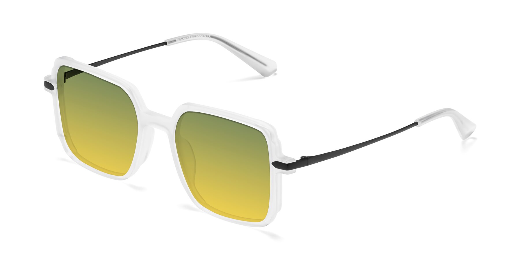 Angle of Darlene in White with Green / Yellow Gradient Lenses