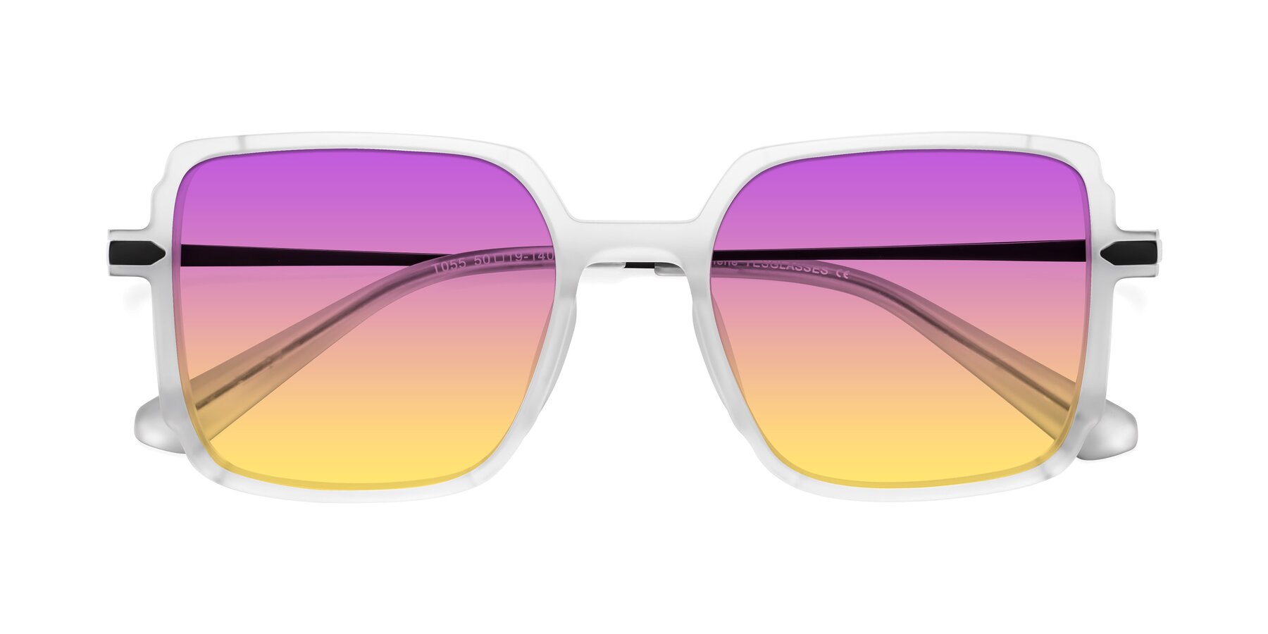 Folded Front of Darlene in White with Purple / Yellow Gradient Lenses
