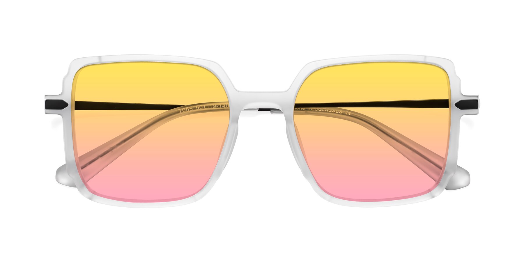 Folded Front of Darlene in White with Yellow / Pink Gradient Lenses