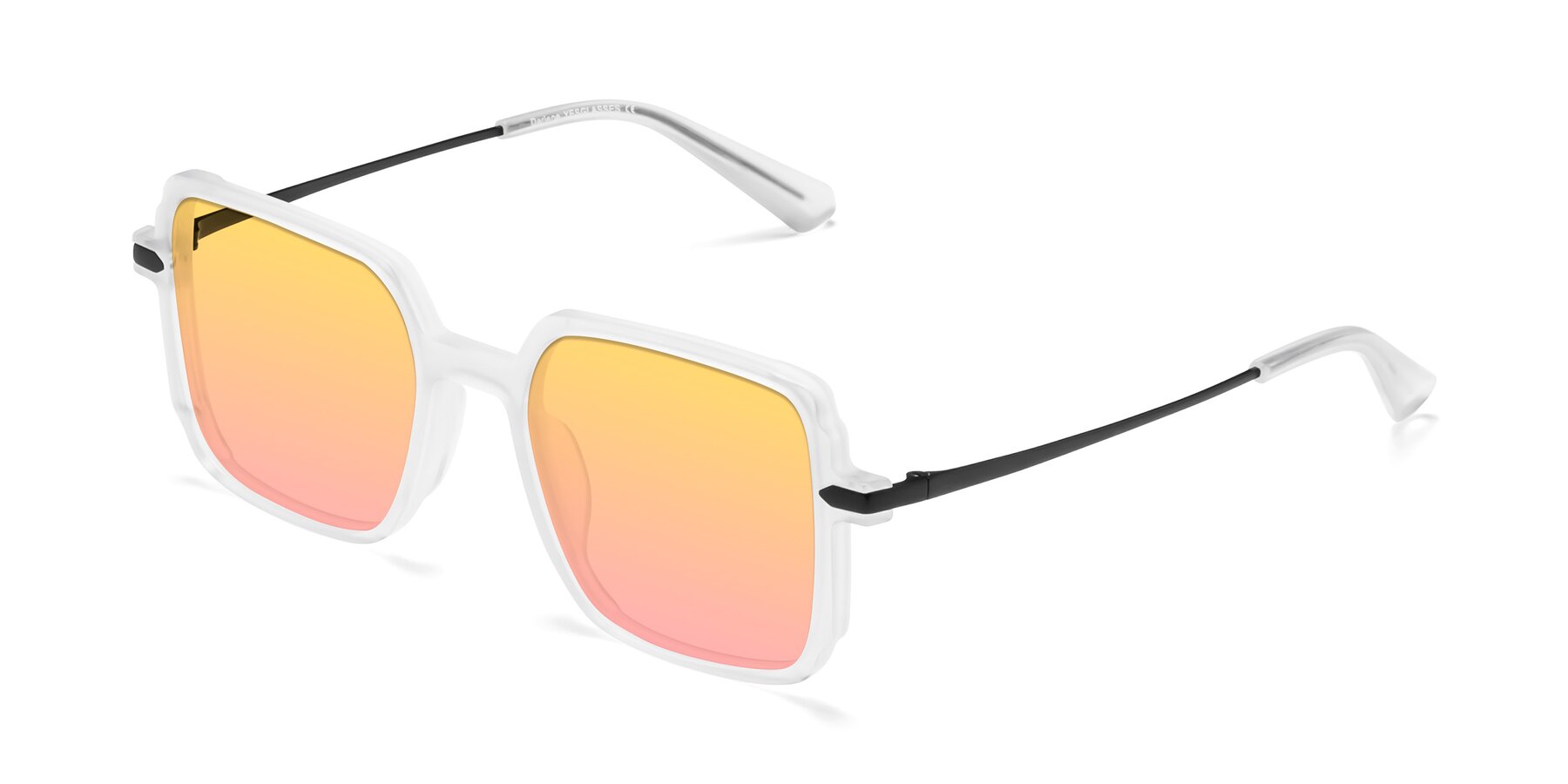 Angle of Darlene in White with Yellow / Pink Gradient Lenses