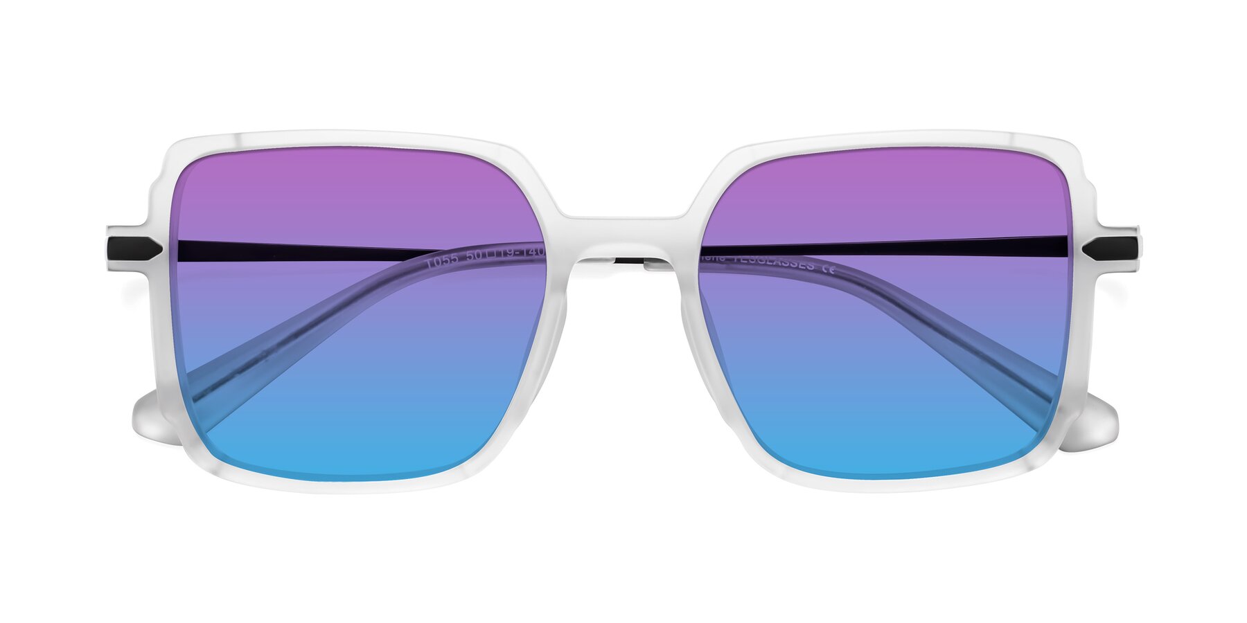 Folded Front of Darlene in White with Purple / Blue Gradient Lenses