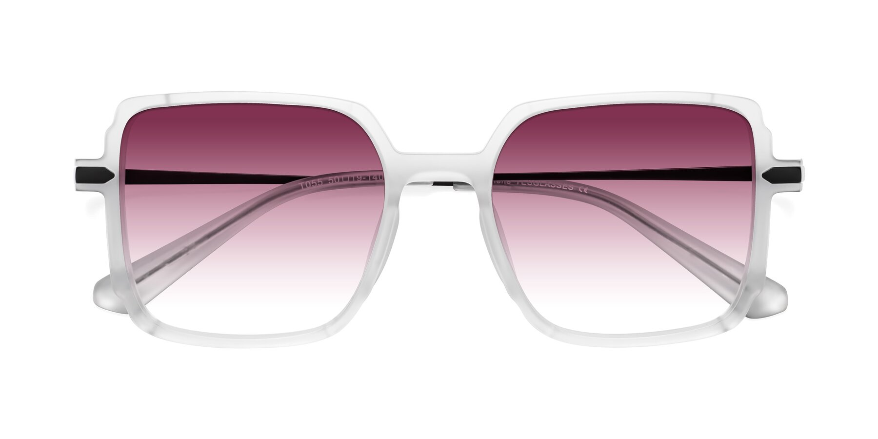 Folded Front of Darlene in White with Wine Gradient Lenses