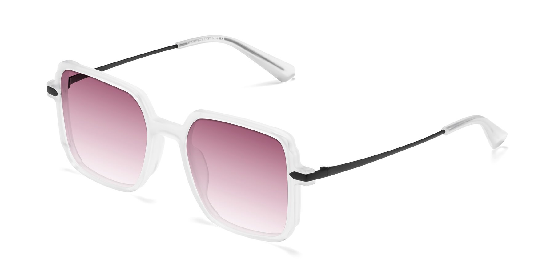 Angle of Darlene in White with Wine Gradient Lenses