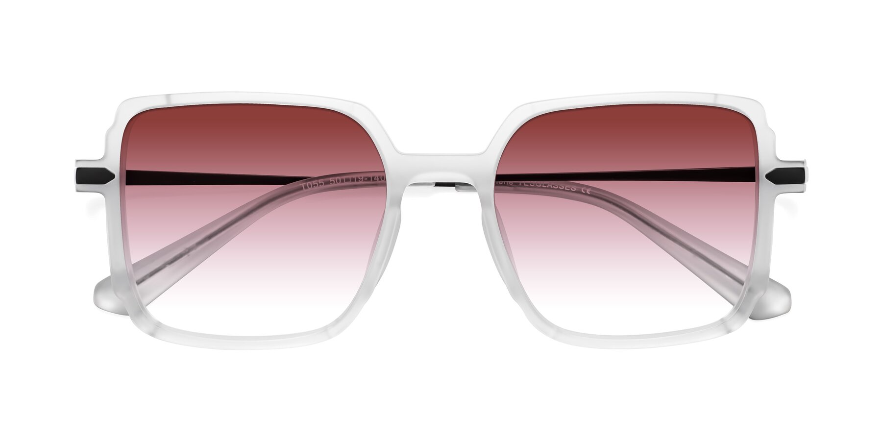 Folded Front of Darlene in White with Garnet Gradient Lenses