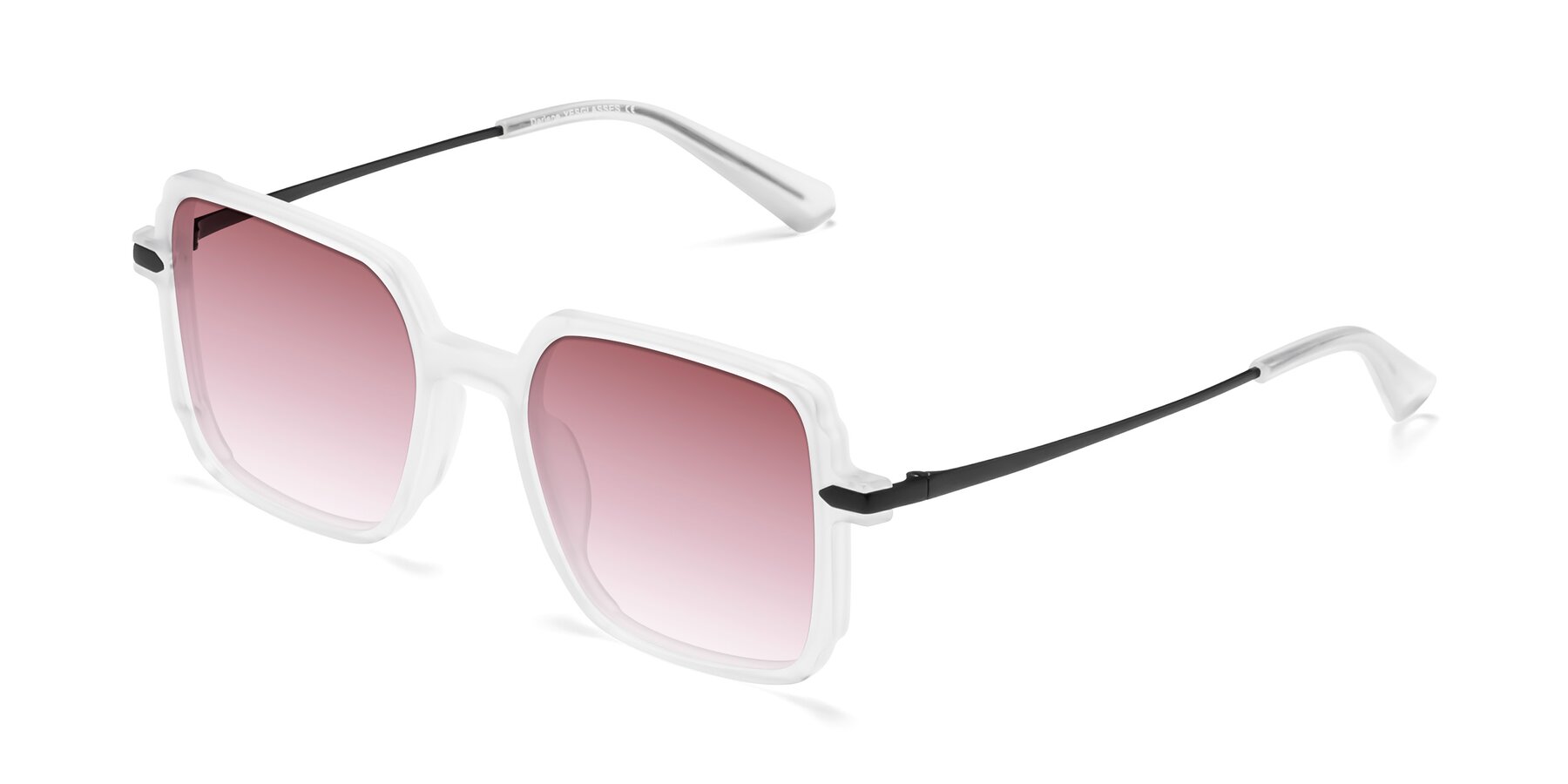 Angle of Darlene in White with Garnet Gradient Lenses