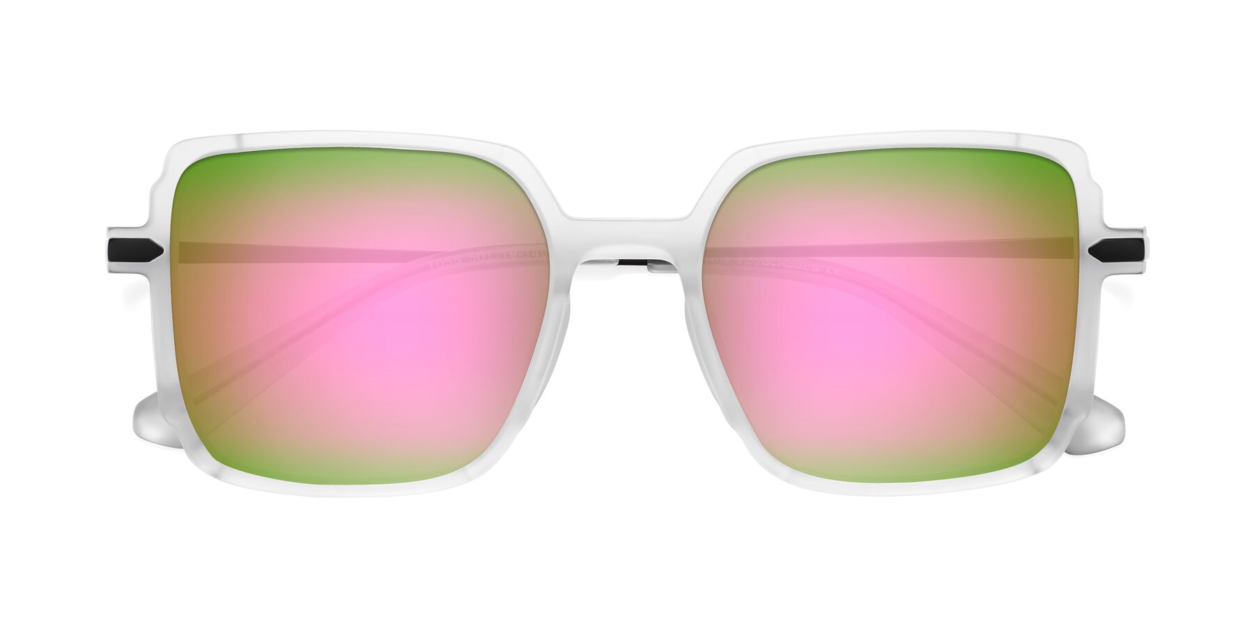 Folded Front of Darlene in White with Pink Mirrored Lenses