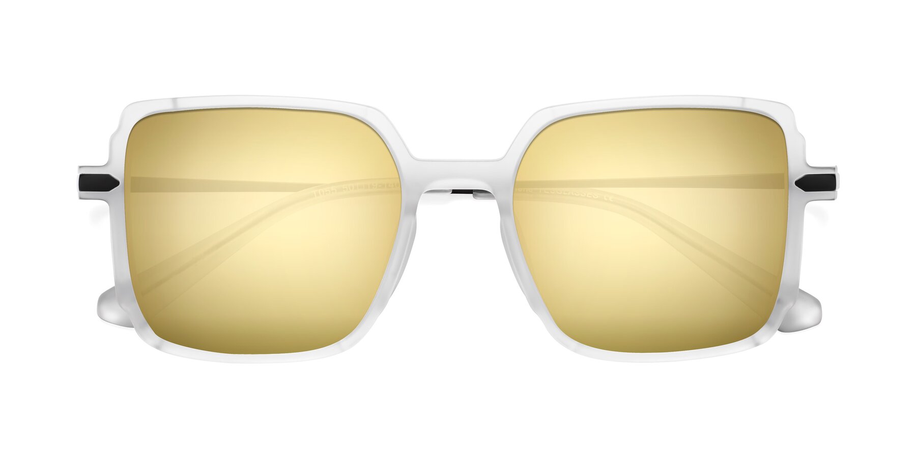 Folded Front of Darlene in White with Gold Mirrored Lenses
