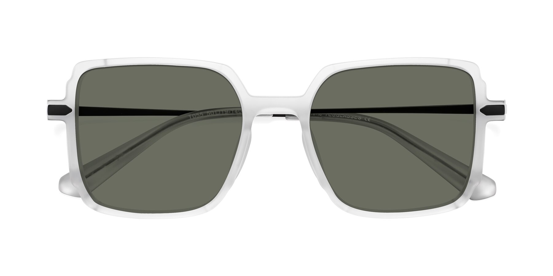 Folded Front of Darlene in White with Gray Polarized Lenses
