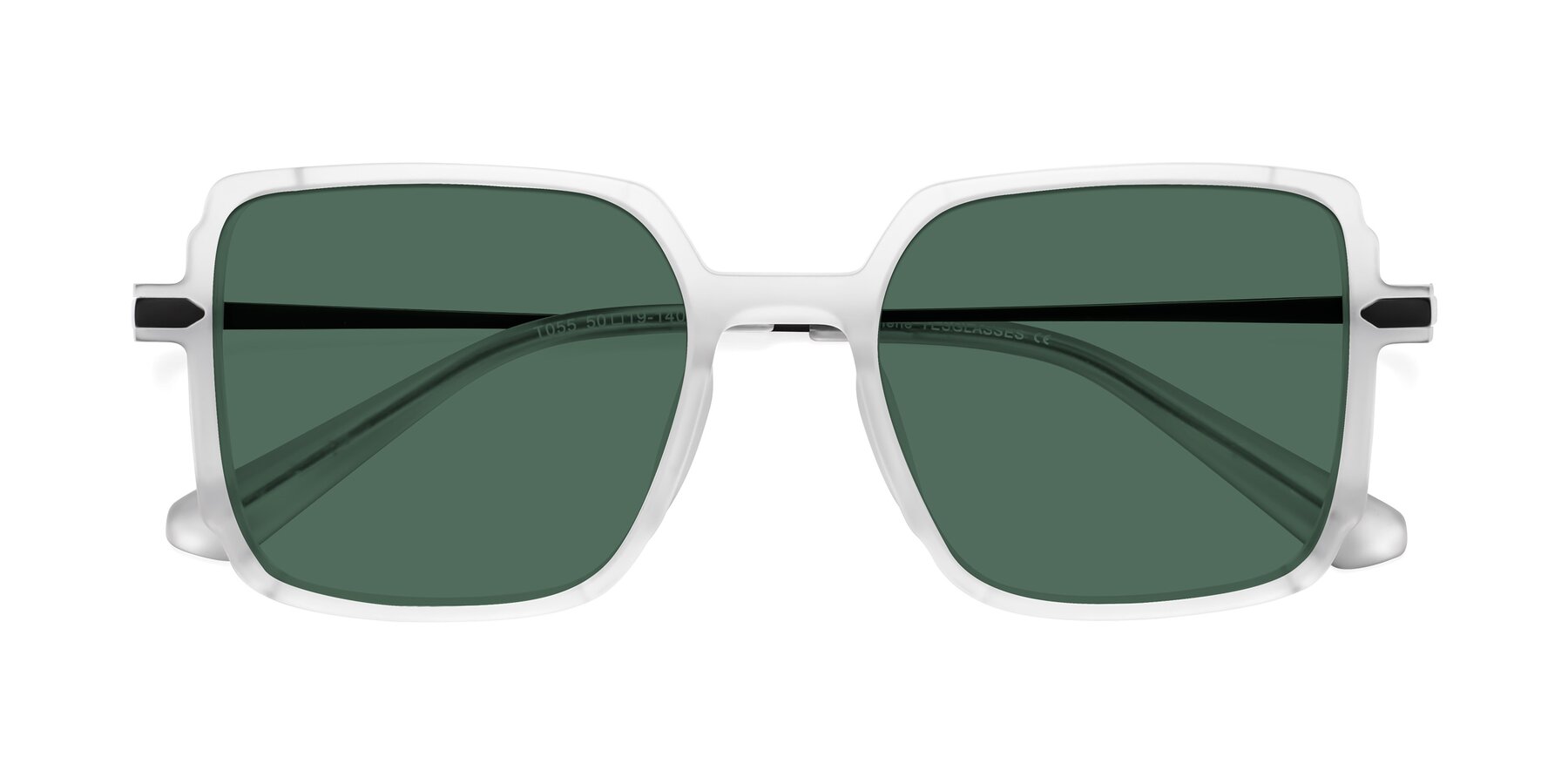 Folded Front of Darlene in White with Green Polarized Lenses