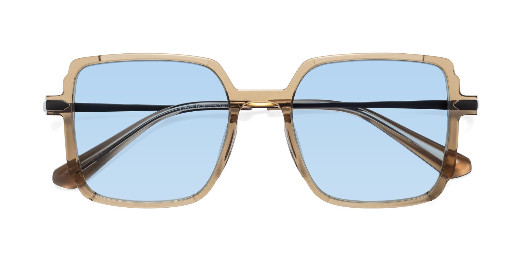 Folded Front of Darlene in Amber with Light Blue Tinted Lenses