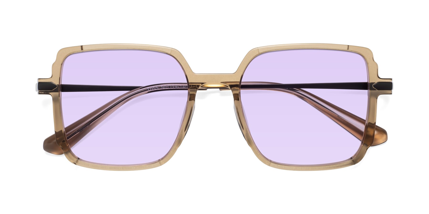 Folded Front of Darlene in Amber with Light Purple Tinted Lenses