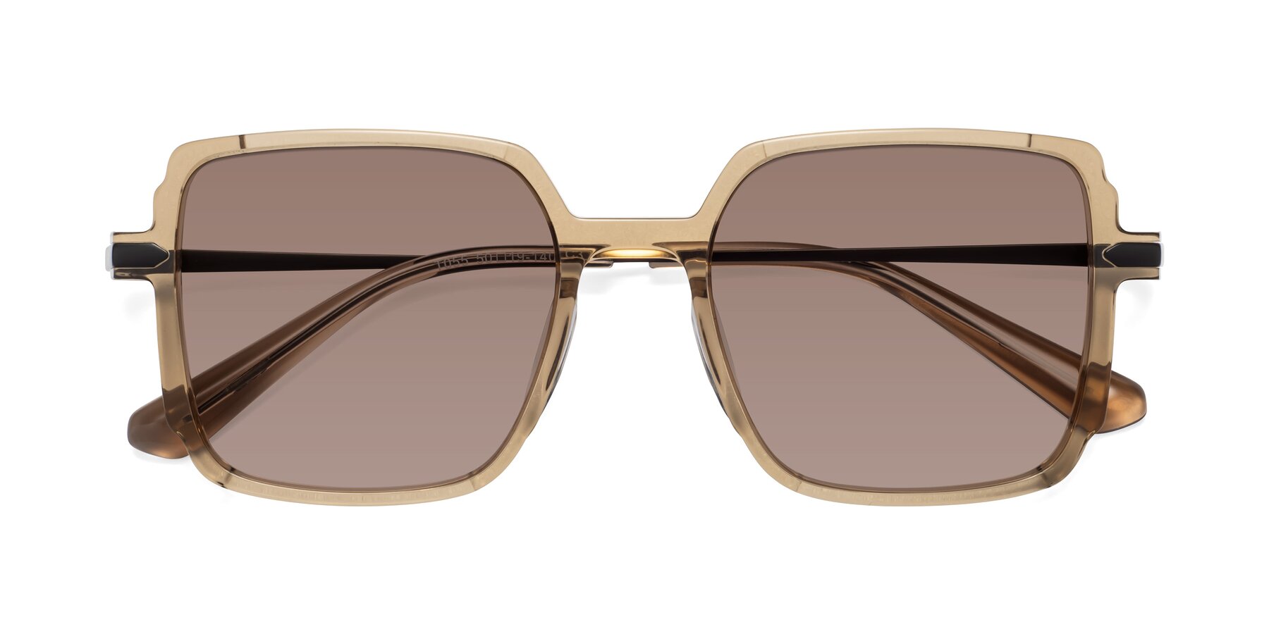 Folded Front of Darlene in Amber with Medium Brown Tinted Lenses