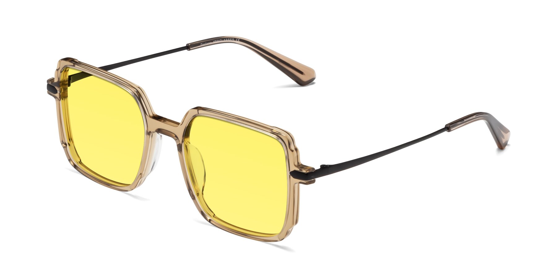 Angle of Darlene in Amber with Medium Yellow Tinted Lenses