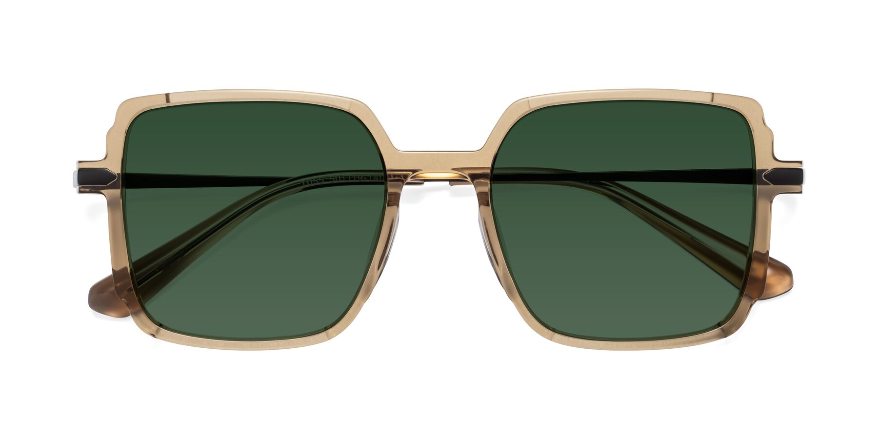 Folded Front of Darlene in Amber with Green Tinted Lenses