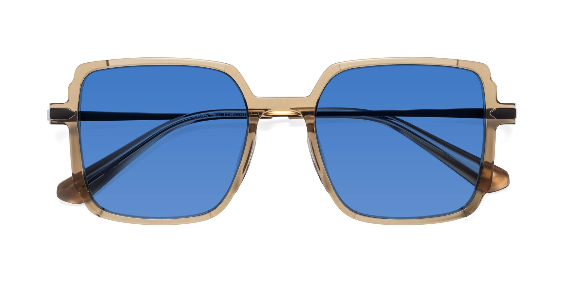 Folded Front of Darlene in Amber with Blue Tinted Lenses