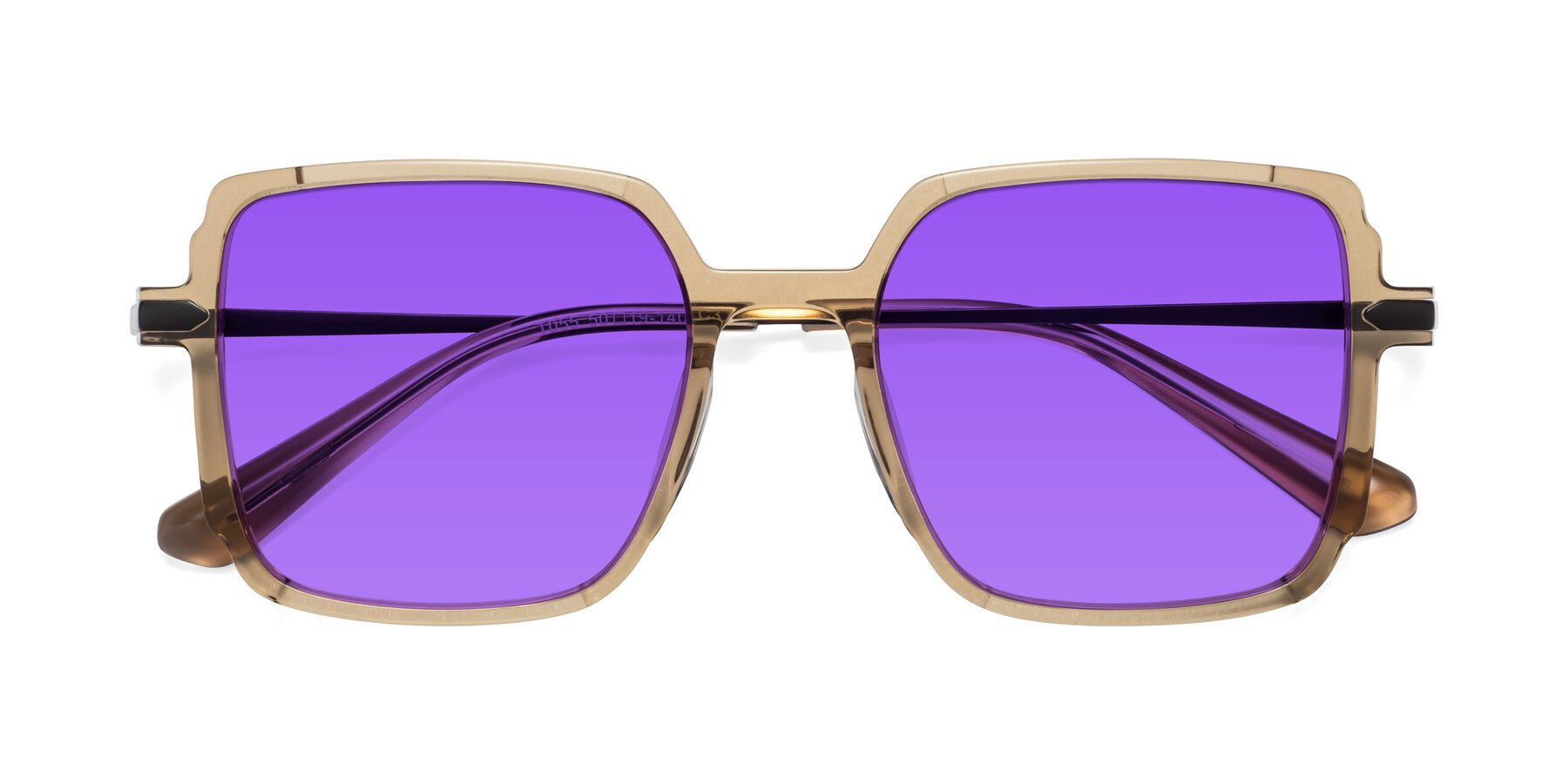 Folded Front of Darlene in Amber with Purple Tinted Lenses