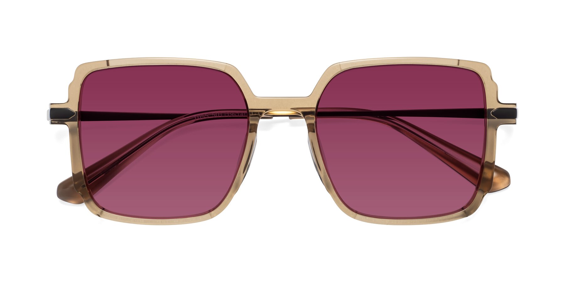 Folded Front of Darlene in Amber with Wine Tinted Lenses